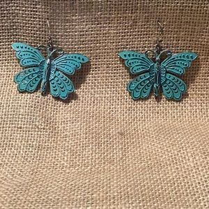 Blue butterfly dangling Earrings